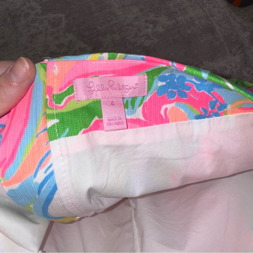 Lilly Pulitzer 4 Neon Pink So A Peeling Pansy Floral Lace Skort Skirt - Picture 2 of 6